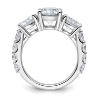 14K White Gold 5 Carat Lab Grown Diamond VS+ F+ Round Complete Three Stone Engagement Ring view 2