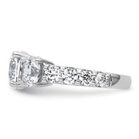 14K White Gold 5 Carat Lab Grown Diamond VS+ F+ Round Complete Three Stone Engagement Ring view 3