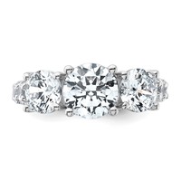 14K White Gold 5 Carat Lab Grown Diamond VS+ F+ Round Complete Three Stone Engagement Ring view 4