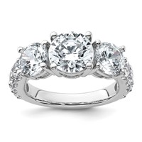 14K White Gold 5 Carat Lab Grown Diamond VS+ F+ Round Complete Three Stone Engagement Ring view 1