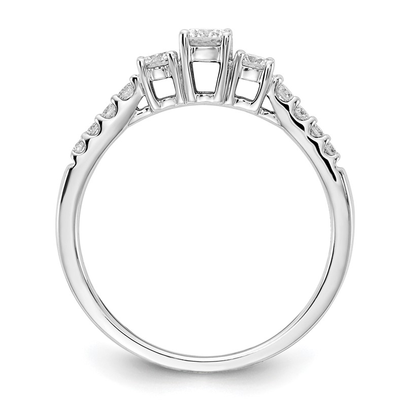 14k White Gold 1/2 carat Lab Grown Diamond VS/SI+ G+ Complete Three Stone Size 5 Engagement Ring