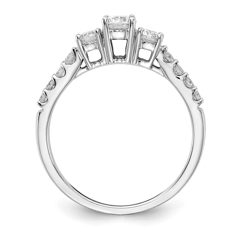 14k White Gold 3/4 carat Lab Grown Diamond VS/SI+ G+ Round Complete Three Stone Size 9 Engagement Ring