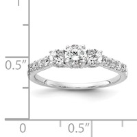 14K White Gold 0.75 Carat Lab Grown Diamond VS SI+ G+ Round Complete Three Stone Engagement Ring view 3