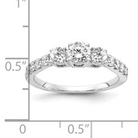 14K White Gold 0.88 Carat Lab Grown Diamond VS SI+ G+ 0.62 Carat Center Round Semi Mount Three Stone Engagement Ring view 3