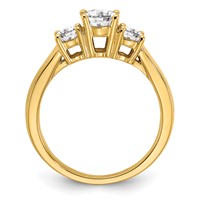 14K Yellow Gold 0.75 Carat Lab Grown Diamond VS SI+ G+ 0.75 Carat Center Round Three Stone Semi Mount Engagement Ring view 2