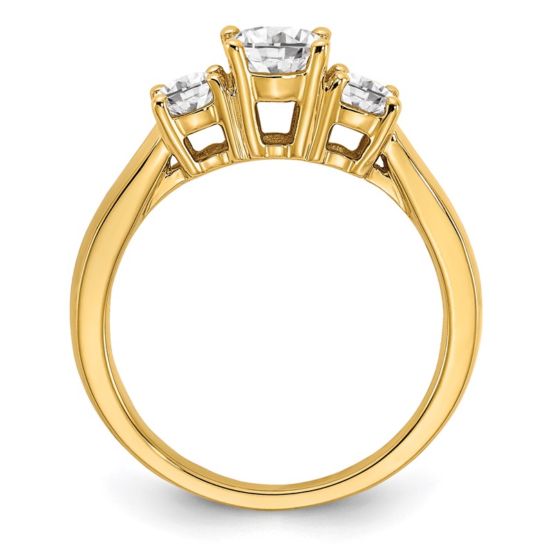14k 3/4 carat Lab Grown Diamond VS/SI+ G+ 3/4 carat Center Round Three Stone Semi Mount Engagement Ring