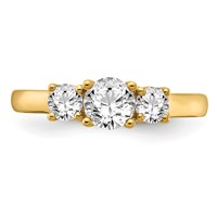 14K Yellow Gold 0.75 Carat Lab Grown Diamond VS SI+ G+ 0.75 Carat Center Round Three Stone Semi Mount Engagement Ring view 4