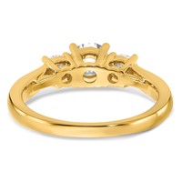 14K Yellow Gold 0.75 Carat Lab Grown Diamond VS SI+ G+ 0.75 Carat Center Round Three Stone Semi Mount Engagement Ring view 5