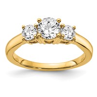 14K Yellow Gold 0.75 Carat Lab Grown Diamond VS SI+ G+ 0.75 Carat Center Round Three Stone Semi Mount Engagement Ring view 1