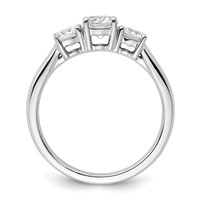 14K White Gold 1 Carat Lab Grown Diamond VS+ F+ Three Stone Complete Engagement Ring view 2