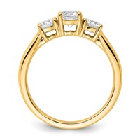 14K Yellow Gold 1 Carat Lab Grown Diamond VS+ F+ Three Stone Complete Engagement Ring view 2