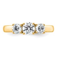 14K Yellow Gold 1 Carat Lab Grown Diamond VS+ F+ Three Stone Complete Engagement Ring view 4