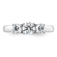 14K White Gold 1 Carat Certified Lab Grown Diamond VS+ F+ Three Stone Complete Engagement Ring view 4