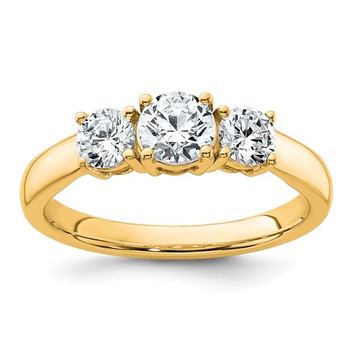 14K Yellow Gold 0.50 Carat Center 0.25 Carat Sides 3 Stone Band Mounting Only