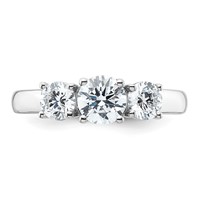 14K White Gold 1.50 Carat Lab Grown Diamond VS SI+ G+ Three Stone Complete Engagement Ring view 4