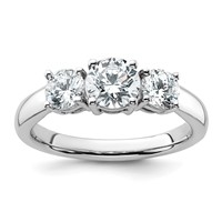 14K White Gold 1.50 Carat Lab Grown Diamond VS SI+ G+ Three Stone Complete Engagement Ring view 1