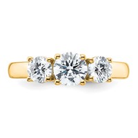 14K Yellow Gold 1.50 Carat Certified Lab Grown Diamond VS SI+ G+ Three Stone Complete Engagement Ring view 4