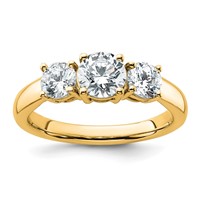 14K Yellow Gold 1.50 Carat Certified Lab Grown Diamond VS SI+ G+ Three Stone Complete Engagement Ring view 1