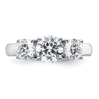 14K White Gold 2 Carat Lab Grown Diamond VS SI+ G+ Three Stone Complete Engagement Ring view 4