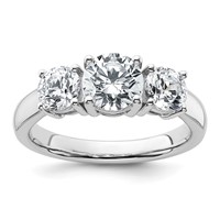 14K White Gold 2 Carat Lab Grown Diamond VS SI+ G+ Three Stone Complete Engagement Ring view 1