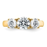 14K Yellow Gold 2 Carat Lab Grown Diamond VS SI+ G+ Three Stone Complete Engagement Ring view 4