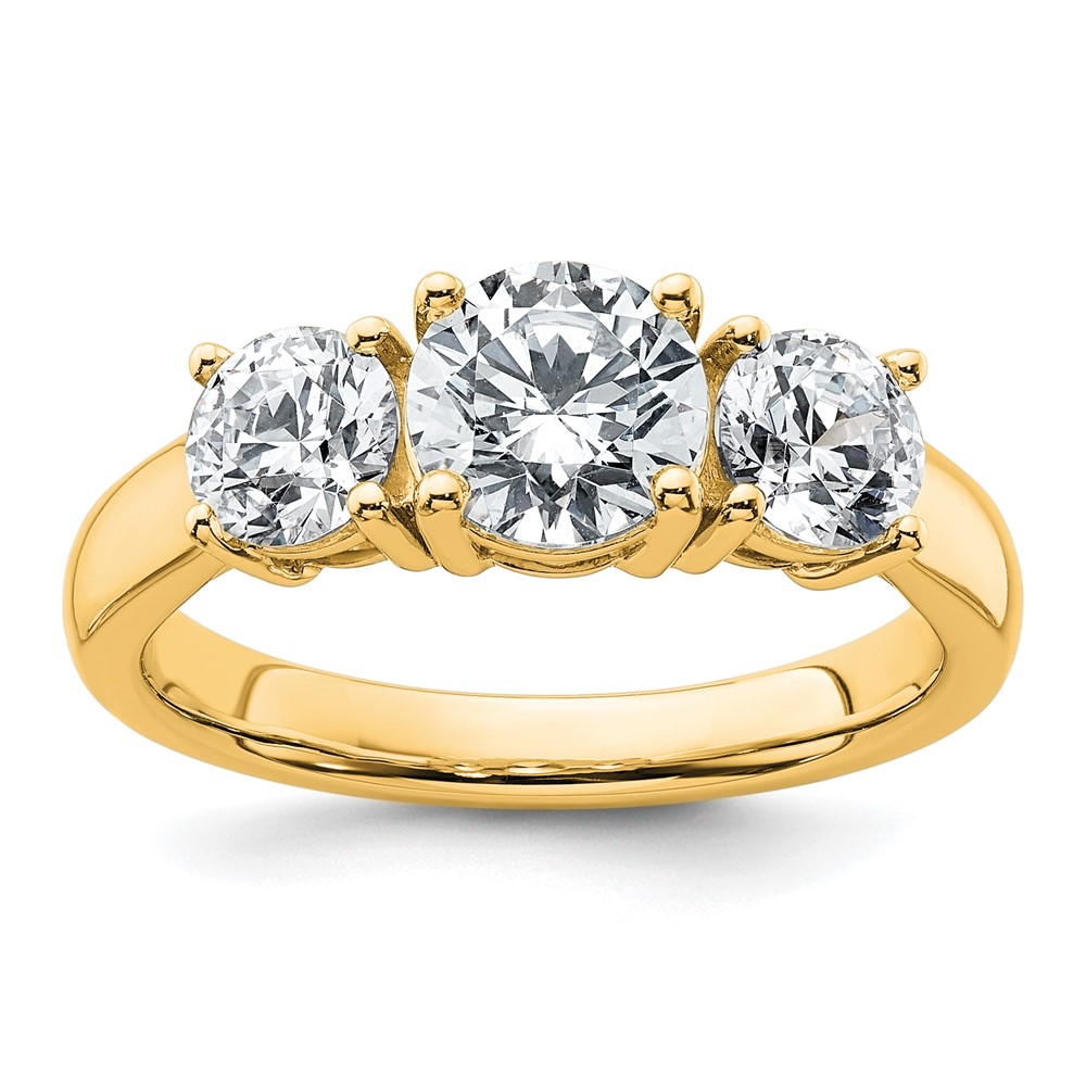 14K Yellow Gold 3 Stone Band 2 ctw Mounting Only