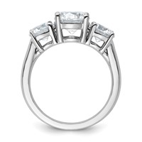 14K White Gold 3 Carat Lab Grown Diamond VS+ F+ Three Stone Complete Engagement Ring view 2