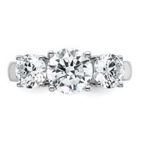 14K White Gold 3 Carat Lab Grown Diamond VS+ F+ Three Stone Complete Engagement Ring view 4