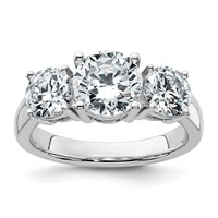 14K White Gold 3 Carat Lab Grown Diamond VS+ F+ Three Stone Complete Engagement Ring view 1
