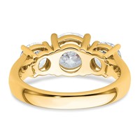 14K Yellow Gold 3 Carat Lab Grown Diamond VS SI+ G+ Three Stone Complete Engagement Ring view 5