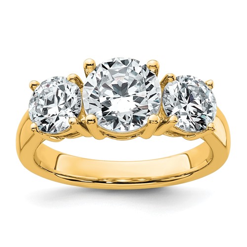 14K Yellow Gold 3 Carat Lab Grown Diamond VS SI+ G+ Three Stone Complete Engagement Ring