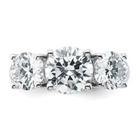 14K White Gold 4 Carat Lab Grown Diamond VS+ F+ Three Stone Complete Engagement Ring view 4