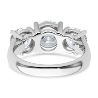 14K White Gold 4 Carat Lab Grown Diamond VS+ F+ Three Stone Complete Engagement Ring view 5
