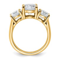 14K Yellow Gold 4 Carat Lab Grown Diamond VS+ F+ Three Stone Complete Engagement Ring view 2