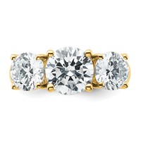 14K Yellow Gold 4 Carat Lab Grown Diamond VS+ F+ Three Stone Complete Engagement Ring view 4
