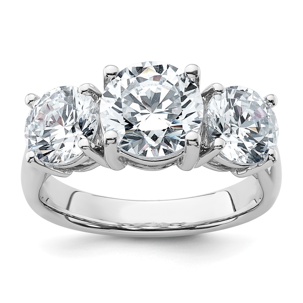 14K White Gold 4ct Round 3 Stone Ring Mounting