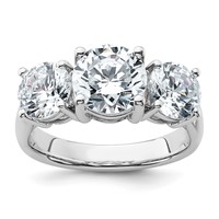 14K White Gold 4ct Round 3 Stone Ring Mounting view 1