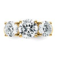 14K Yellow Gold 4ct Round 3 Stone Ring Mounting view 4