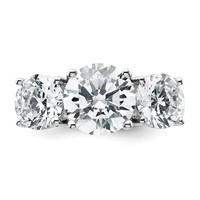 14K White Gold 5 Carat Lab Grown Diamond VS SI+ G+ Three Stone Complete Engagement Ring view 4