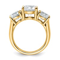14K Yellow Gold 5 Carat Lab Grown Diamond VS+ F+ Three Stone Complete Engagement Ring view 2