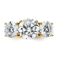14K Yellow Gold 5 Carat Lab Grown Diamond VS+ F+ Three Stone Complete Engagement Ring view 4