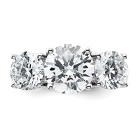 14K White Gold 5ct Round 3 Stone Ring Mounting view 4