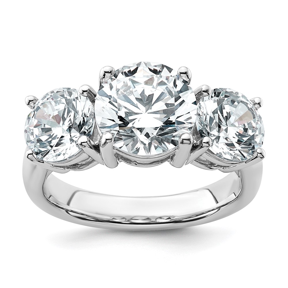 14K White Gold 5ct Round 3 Stone Ring Mounting