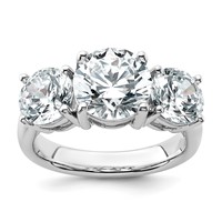 14K White Gold 5ct Round 3 Stone Ring Mounting view 1