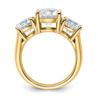 14K Yellow Gold 5ct Round 3 Stone Ring Mounting view 2