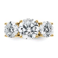 14K Yellow Gold 5ct Round 3 Stone Ring Mounting view 4