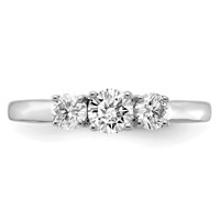 14K White Gold 0.75 Carat Lab Grown Diamond VS SI+ G+ Round Complete Three Stone Engagement Ring view 4