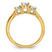 14K Yellow Gold 0.75 Carat Lab Grown Diamond VS SI+ G+ Round Complete Three Stone Engagement Ring view 2