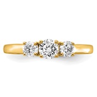 14K Yellow Gold 0.75 Carat Lab Grown Diamond VS SI+ G+ Round Complete Three Stone Engagement Ring view 4