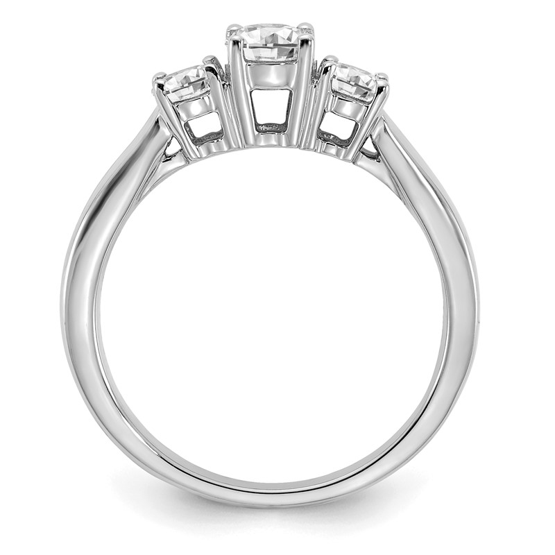 14k White Gold 3/8 carat carat Lab Grown Diamond VS/SI+ G+ 3/8 carat Center Round Three Stone Semi Mount Engagement Ring